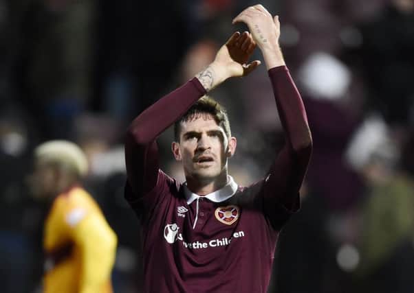 Kyle Lafferty returns for Hearts after serving a three-match suspension. Picture: SNS Group