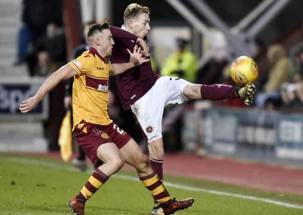 Lewis Moore performed well as an emergency left wing-back during Hearts win over Motherwell