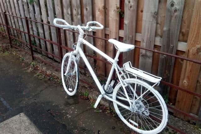 A ghost bike memorial has been put up in Charterhall Road after a cyclist was killed