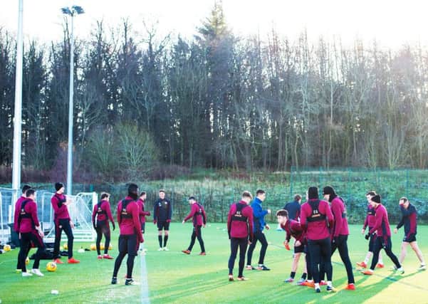 Hearts are put through their paces at a frosty Oriam. Picture: SNS Group