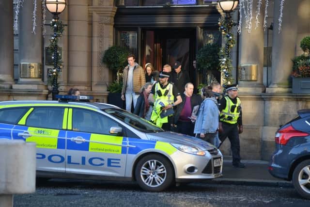The scene outside The Balmoral Hotel today. Picture: Jon Savage