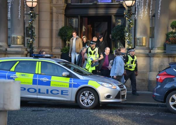 The scene outside The Balmoral Hotel today. Picture: Jon Savage