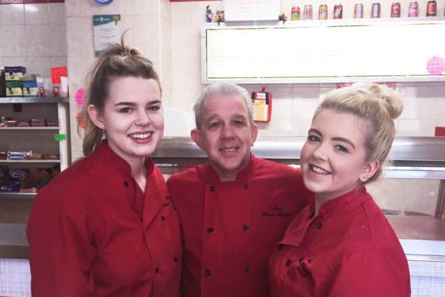 Lucy Beck, Jim Beck and Kerris Gentles of New Union Chippie in Camelon, near Falkirk