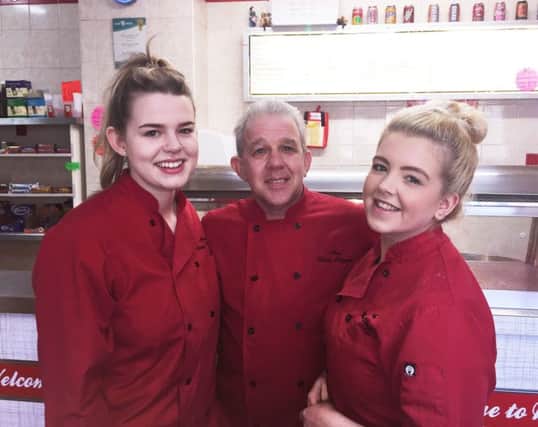 Lucy Beck, Jim Beck and Kerris Gentles of New Union Chippie in Camelon, near Falkirk