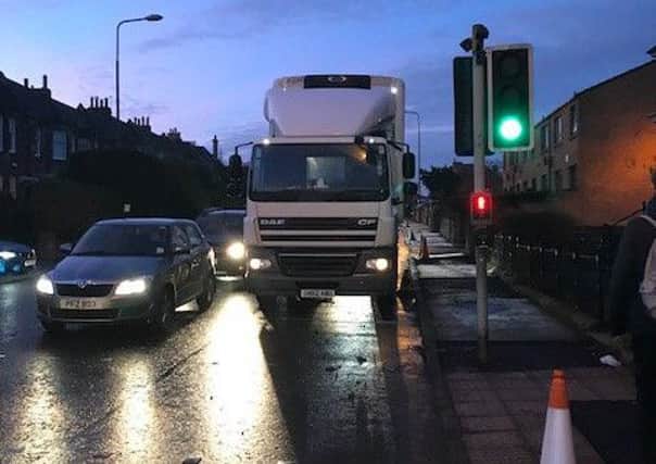 The Tesco lorry was parked at a pedestrian crossing. Picture: Submitted