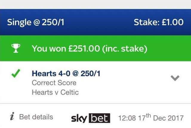 Liam Ross Campbell was rewarded handsomely for his one pound bet. Picture: SkyBet/Contributed