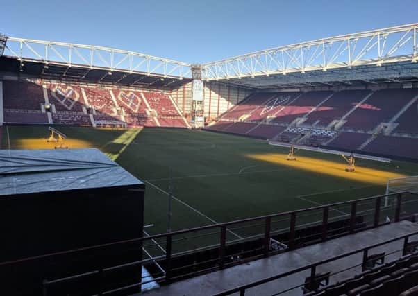 Hibs fans with restricted view tickets in the Roseburn Stand will have a similar view to this during the derby on December 27. Pic: Hibernian FC
