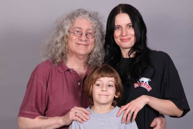 Michelle Macpherson with Jerry Fielden and son Gillan. Picture: MICHELLE MACPHERSON/ CATERS NEWS