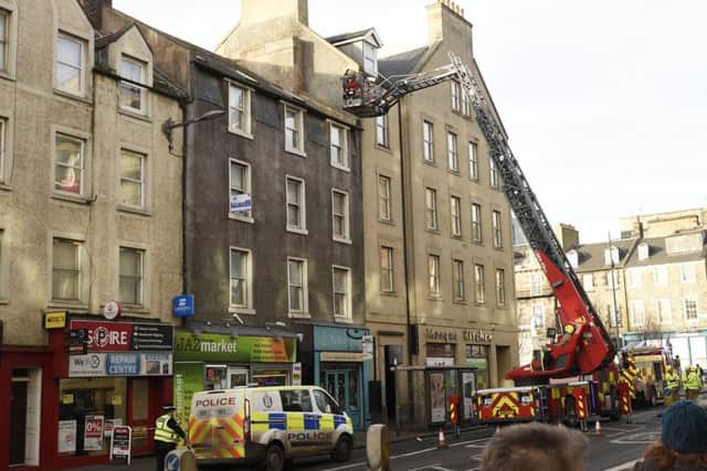 Fire services and Police attend the scene of an incident on Nicolson Street up from the Festival Theatre. Picture; TSPL/Greg Macvean