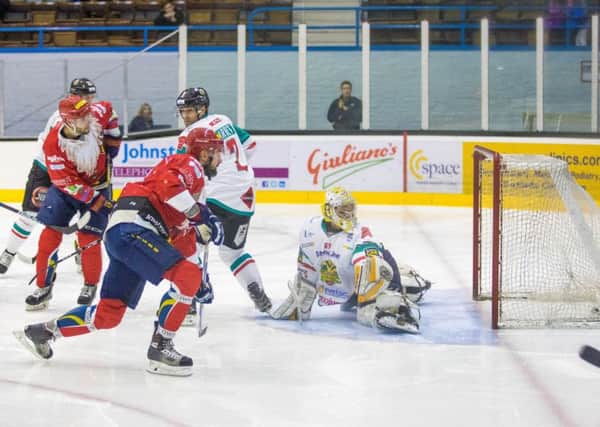 Pavel Vorobyev was on target for Capitals in Saturdays 6-3 defeat by Belfast Giants. Pic: Ian Coyle