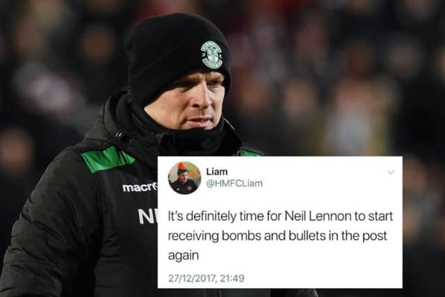 Hibs boss Neil Lennon was the subject of a vile tweet in the aftermath of Wednesday's Edinburgh Derby. Picture: SNS/Twitter
