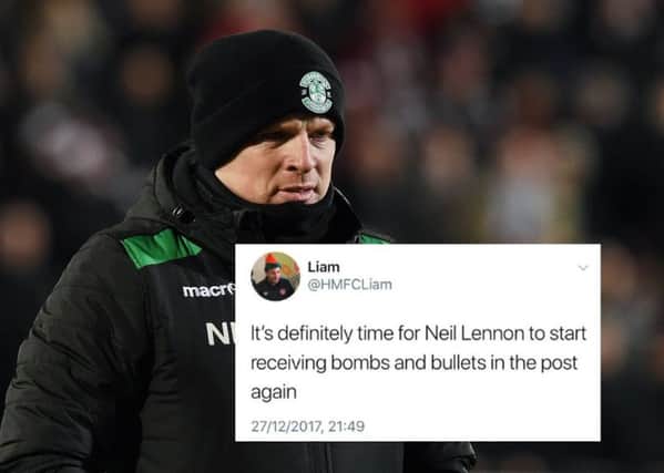 Hibs boss Neil Lennon was the subject of a vile tweet in the aftermath of Wednesday's Edinburgh Derby. Picture: SNS/Twitter