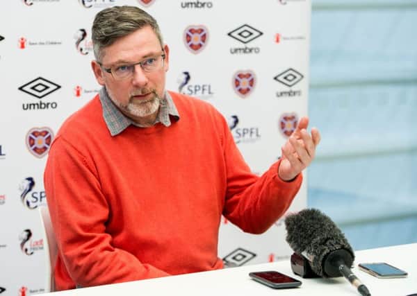 Craig Levein speaks to the media ahead of Hearts' trip to Aberdeen. Pic: SNS