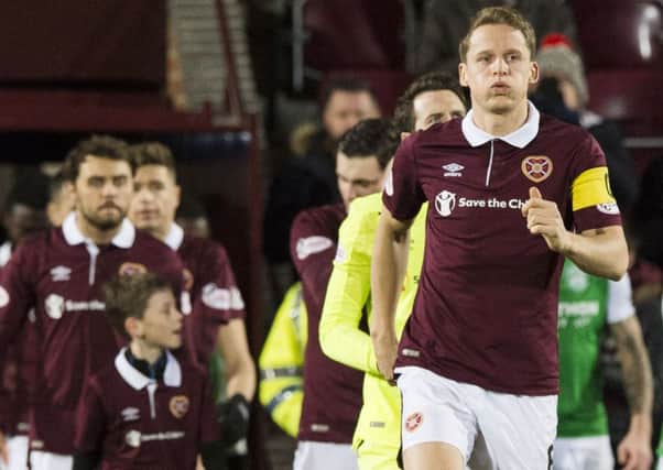 Christophe Berra will hope to lead Hearts to a sixth consecutive clean sheet at Pittodrie. Picture: SNS Group