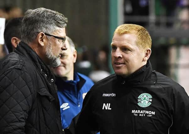 Hearts manager Craig Levein, left, and his Hibs counterpart Neil Lennon. Pic: SNS