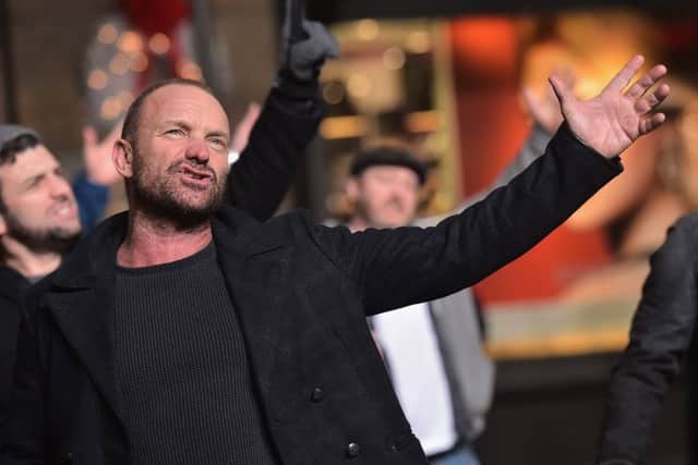 Musician Sting and the cast of Broadway's "The Last Ship" take part in the 88th Annual Macy's Thanksgiving Day Parade. Getty