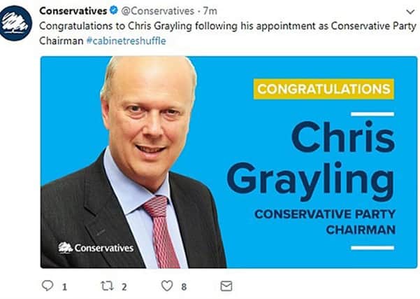 Tories announce the wrong person as new party chairman