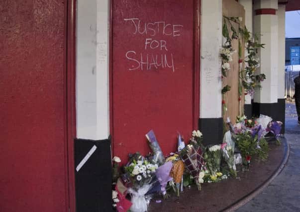 A memorial for Shaun Woodburn outside the old cinema in Great Junction St was trashed.