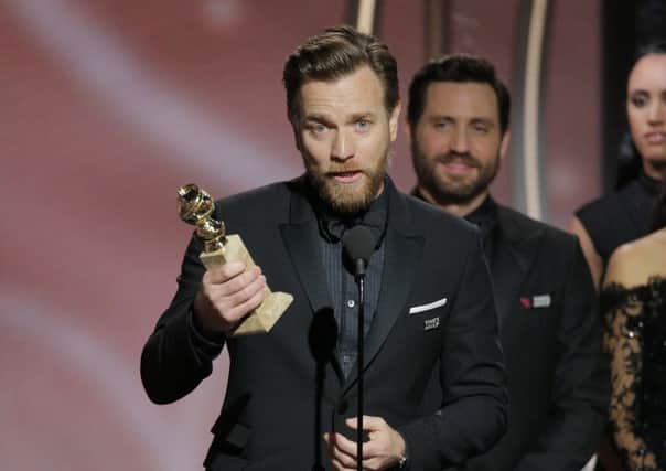 Ewan McGregor won the award for best actor in a limited series or motion picture made for TV for his role in Fargo (Paul Drinkwater/NBC via AP)