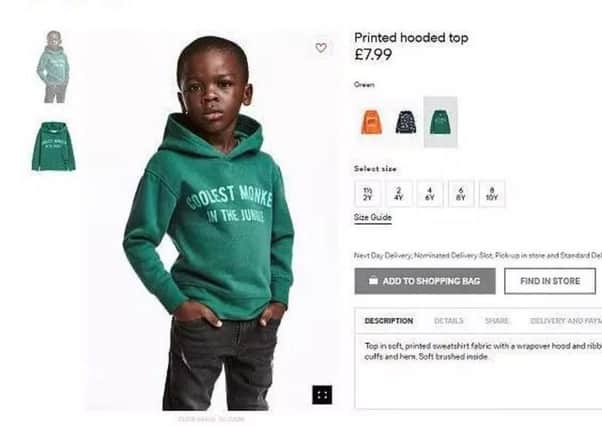 The image of the child model wearing a hoodie with the slogan 'coolest monkey in the jungle' received. Picture: H&M
