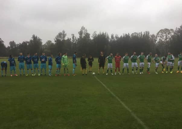 Excelsior and Hibs line up ahead of the friendly in Portimao. Pic: Excelsior Rotterdam Twitter
