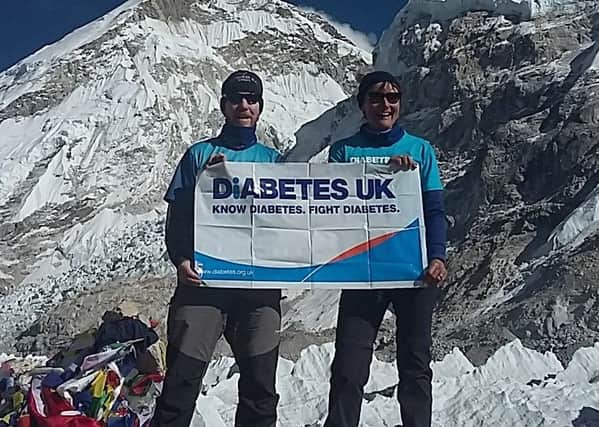 Sarah Marchbank with Brian Thomson at Everest Base Camp