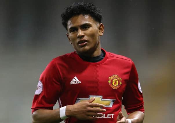 Demetri Mitchell in action for Manchester United Under-23s against Porto B in a Premier League International Cup match in February 2017. Picture: Getty Images