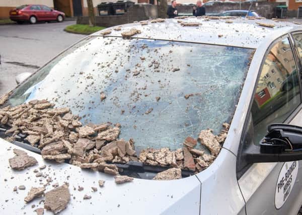The damage caused to Nicky Moncrieff's private hire vehicle. Picture: Ian Georgeson