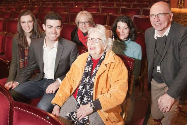 Rita sitting in her dedicated seat, with Sam and Cloie Parfitt on left, his mum Imogen and sister Georgina Parfitt behind with chief exec Duncan Hendry