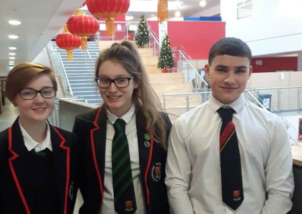 Lasswade pupils, from left, Aspen, Catherine and Mateusz, who have become the first Midlothian students to be selected for the CISS Scholarships