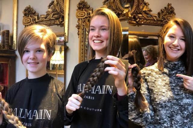 The girls have raised money for a charity that makes wigs for children with cancer. Picture: Contributed