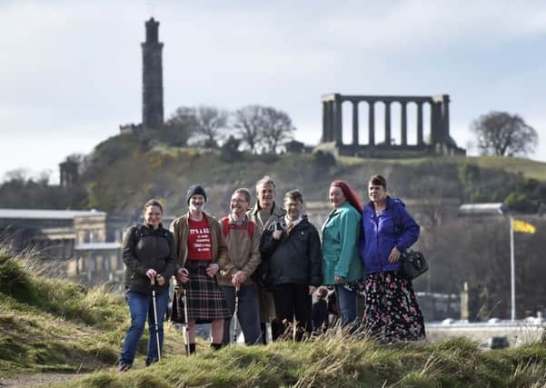 Members of the Grassmarket Community Project hillwalking group in Holyrood Park. Picture: Jane Barlow
