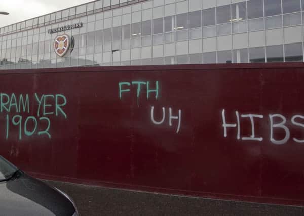 graffiti was seen in Russell Road and near Tynecastle