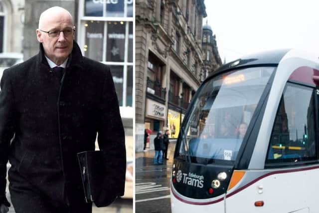 John Swinney arrives at the Edinburgh Tram Inquiry today. Picture: Lisa Ferguson