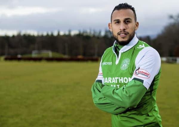Hibs new boy Faycal Rherras is likely to be included among the substitutes. Picture: SNS Group