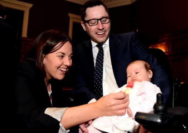 Kezia Dugdale and 

Gordon Aitken with his 13-week neice Ailidh Thomson. Picture: Lisa Ferguson