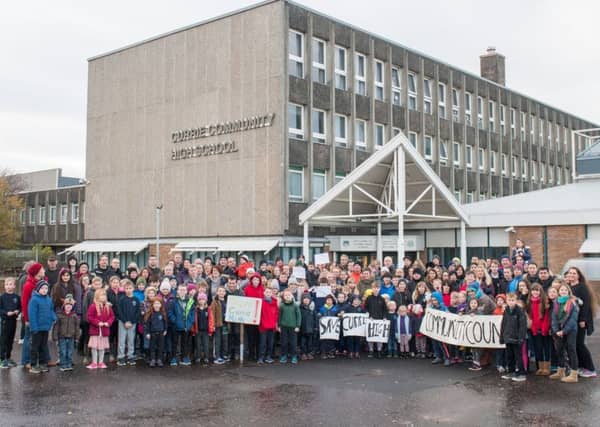 Parents of Currie High School pupils have been accused of elitism over merger plans Picture: Ian Georgeson.