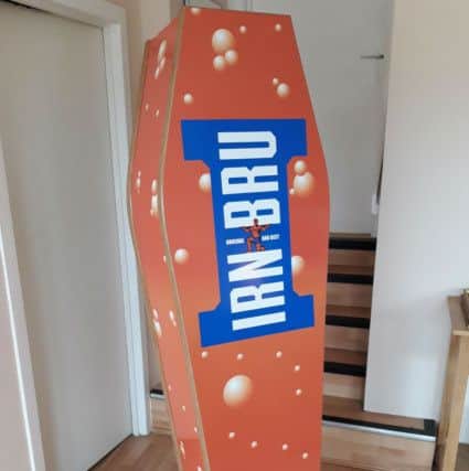 The Irn-Bru coffin.

Picture: Go As You Please/Deadline News