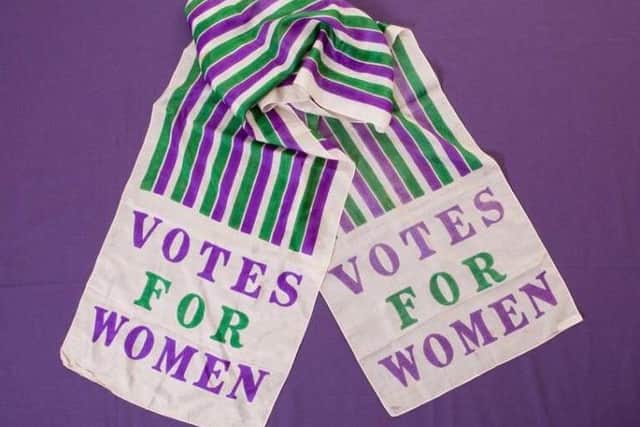 Bessie Watson - Suffragette Piper
Votes for women sash: The green, white and (violet) purple sash which Bessie wore with pride. Picture: The People's Story, Edinburgh Museums & Galleries