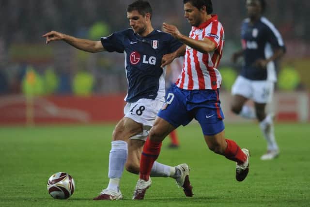 Aaron Hughes was denied silverware in 2010 by Sergio Aguero and his Atletico Madrid team-mates in the Europa League final. Pic: Getty Images