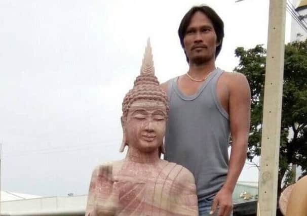 A skilled stone carver in Thailand agreed to create a new four-foot Buddha. Picture: contributed