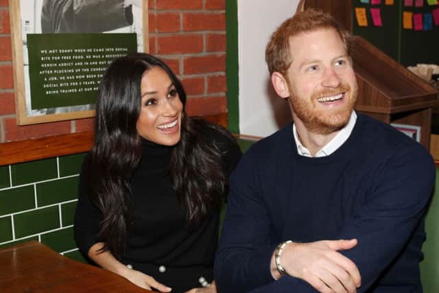 Prince Harry and Meghan Markle during a visit to Social Bite, Picture: Owen Humphreys/PA Wire