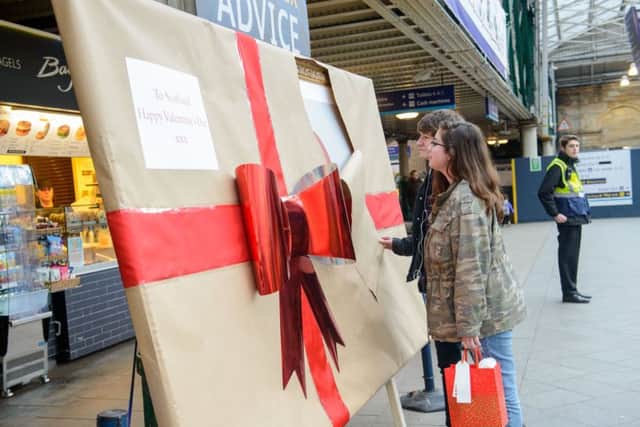 Grantsy placed "The Heart of Scotland" in Waverley station. Picture: Ian Georgeson