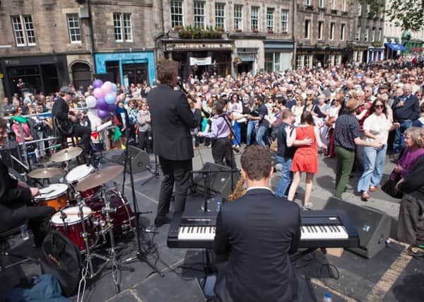 Bandikadabra perform at the Edinburgh Jazz Festival in the Grassmarket. Picture: Toby Williams
