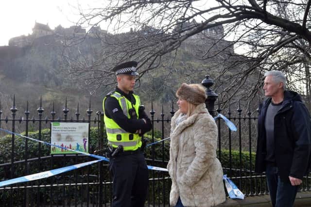 Officers guarding Princes St Gardens 6 weeks ago,