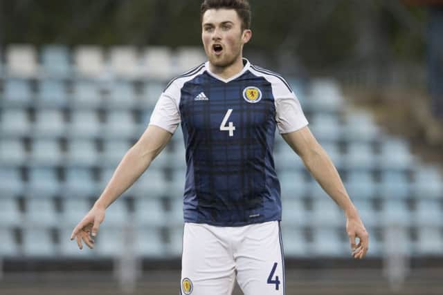 Souttar in action for Scotland Under-21s against Latvia. Picture: SNS Group