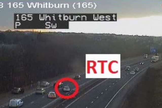 The collision has closed a lane of the M8, Picture: Traffic Scotland