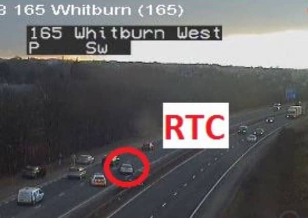 The collision has closed a lane of the M8, Picture: Traffic Scotland