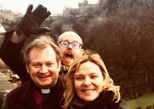 The 61-year-old actress attended her late brother's private memorial service at Saint Cuthberts Parish in Edinburgh on Saturday. 

Despite the tragedy, Kim was smiling in her Instagram photo that she shared of herself alongside Reverend Peter Sutton.