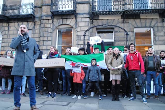 Protesters included politicians and Syrian refugees. Picture: Ross Cowper-Fraser.
